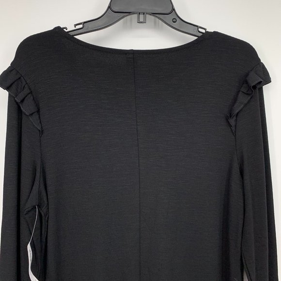 Old Navy Dress Black 3/4 Sleeve Ruffle Trim Ponte Knit NWT - Picture 8 of 9